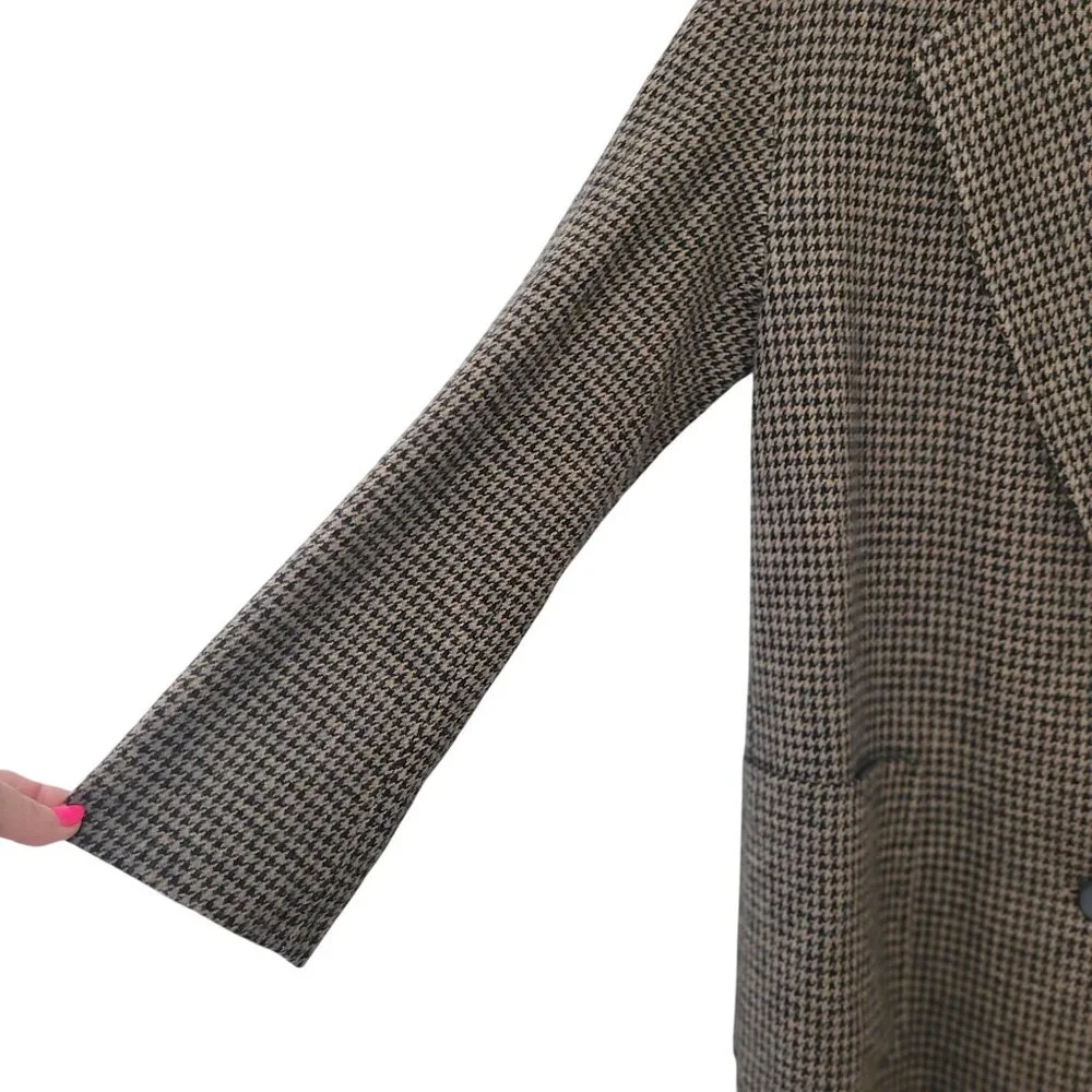 Zara Single Breasted Houndstooth Blazer Sports Coat Jacket Size XS Brown NWT - Picture 6 of 8